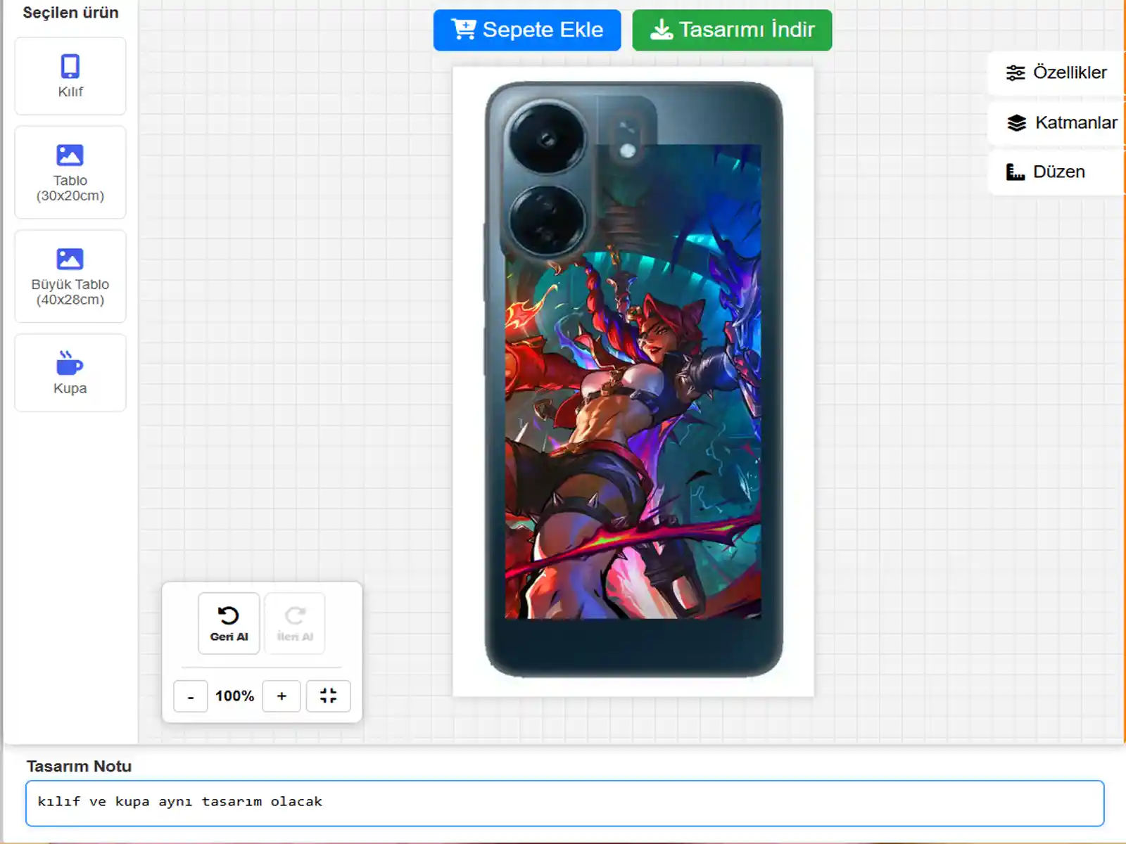 Kendin Tasarla — Kılıf + Kupa Seti