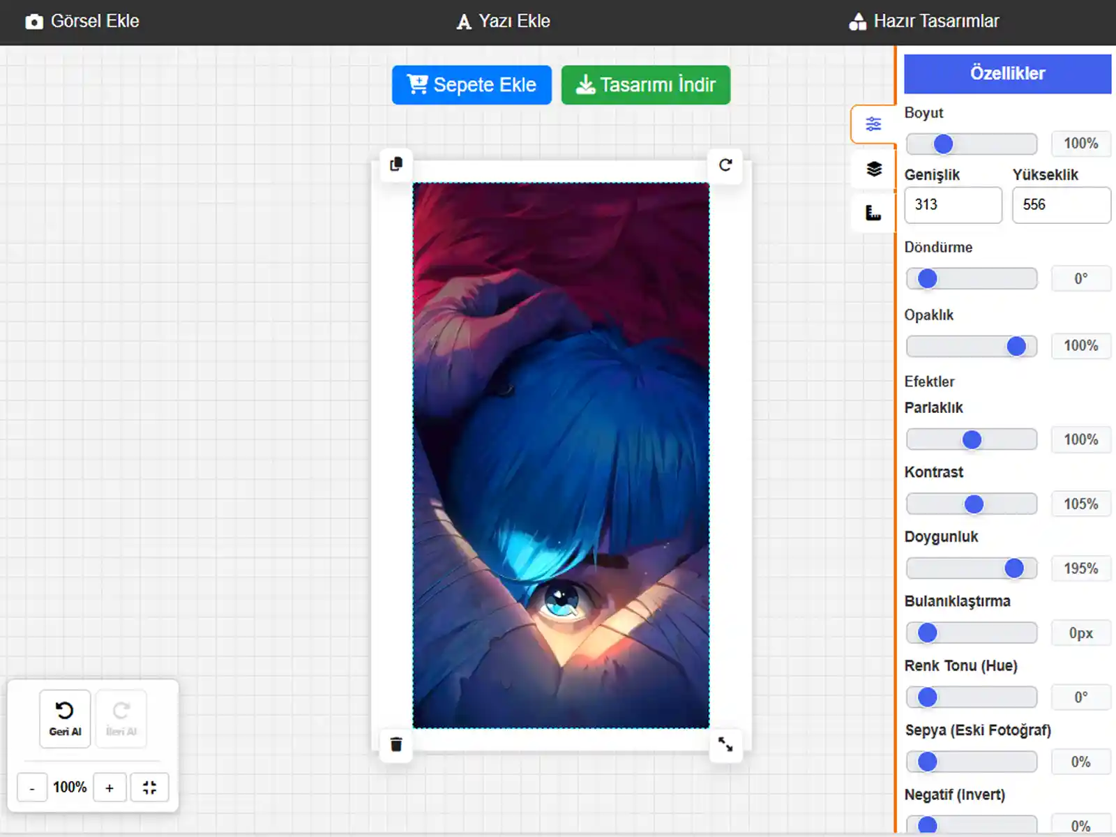 Kendin Tasarla — Baskılı Tablo