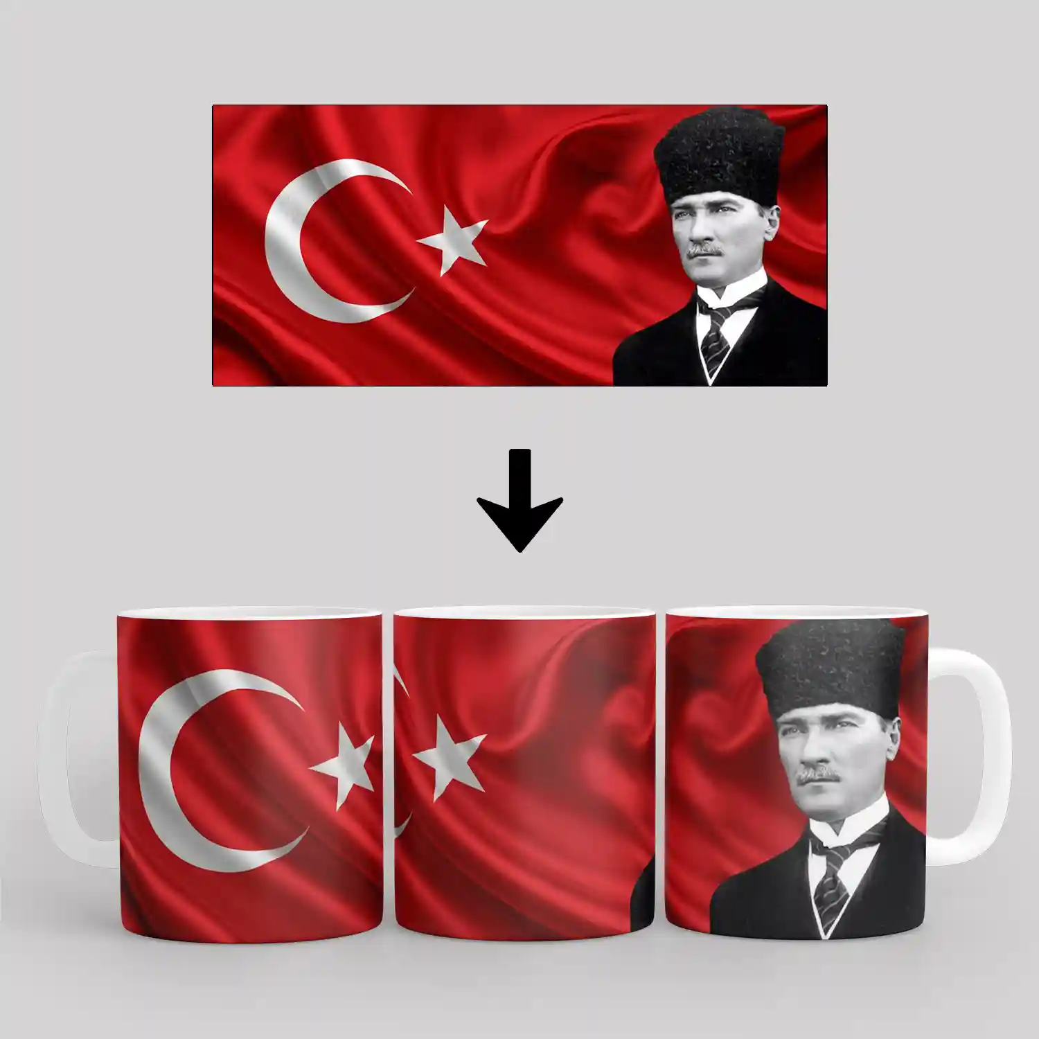 Atatürk ve Türk Bayrağı — Baskılı Kupa Bardak