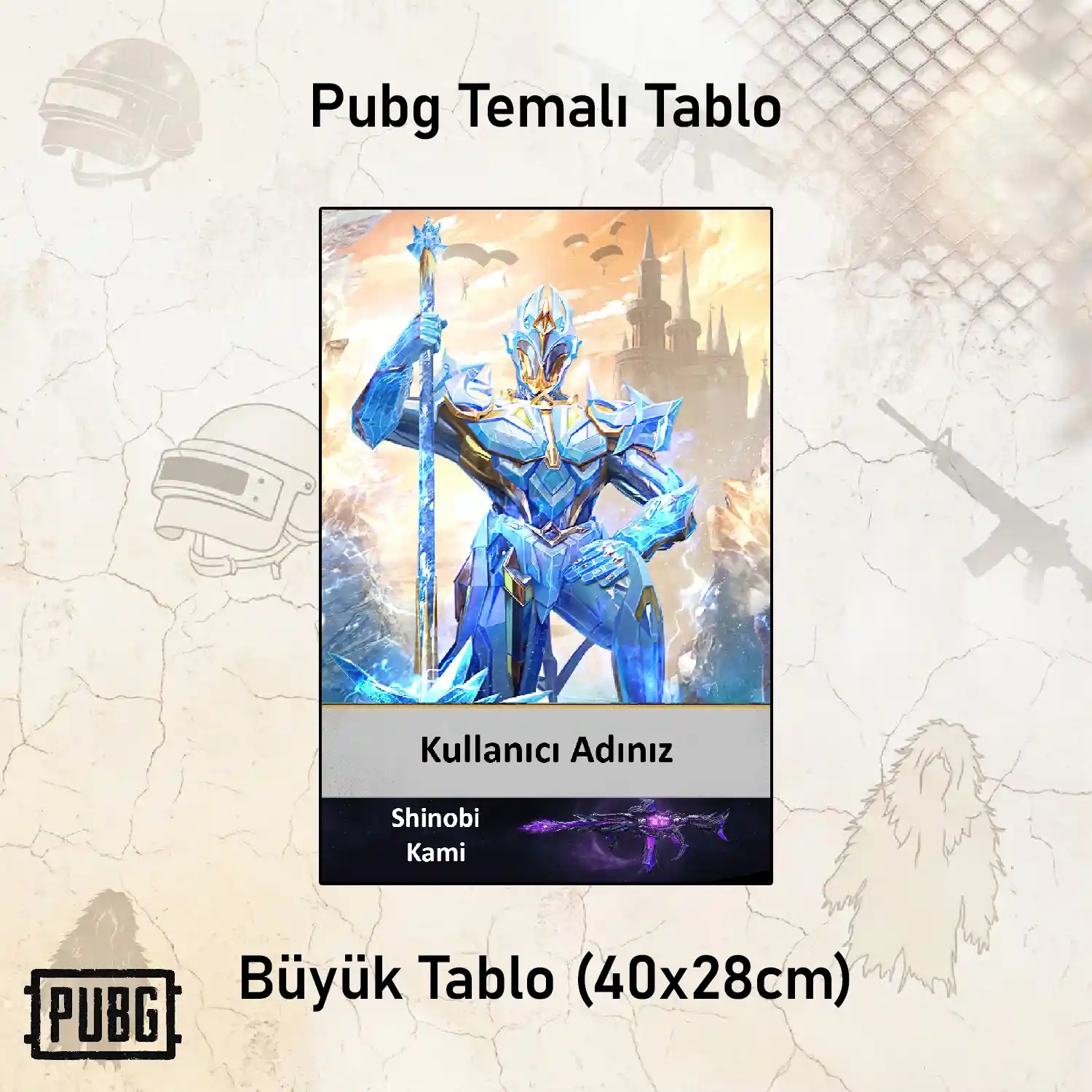 PUBG (kişiye özel) — Baskılı BüyükTablo (40x28 cm)