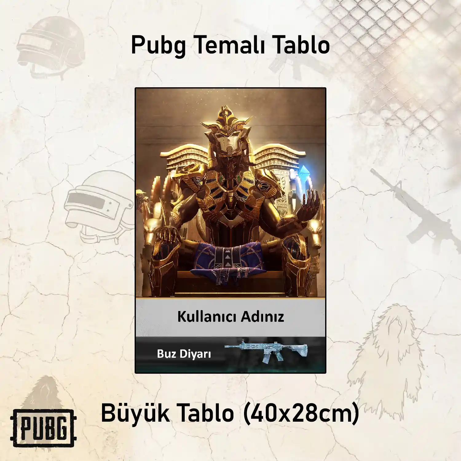 PUBG (kişiye özel) — Baskılı BüyükTablo (40x28 cm)