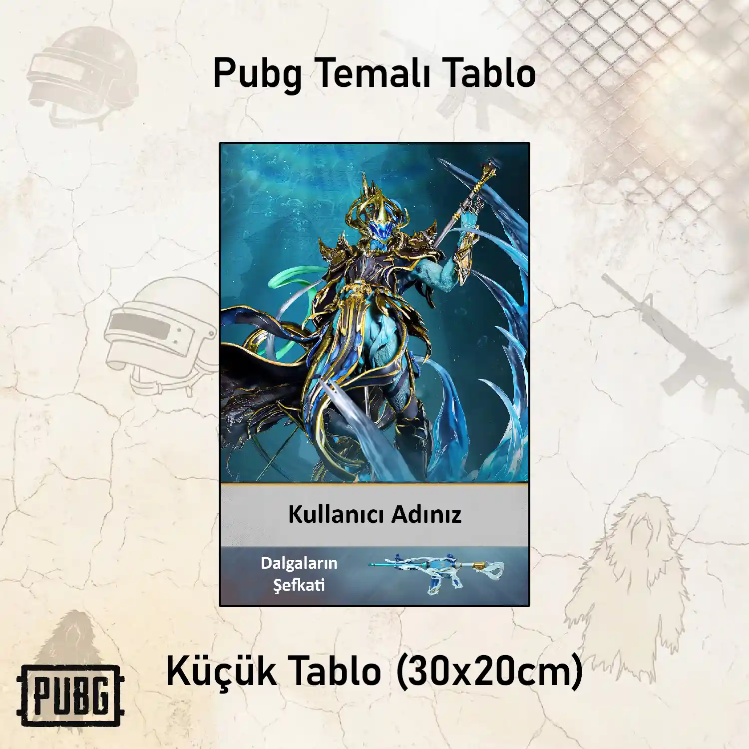 PUBG (kişiye özel) — Baskılı Küçük Tablo (30x20 cm)