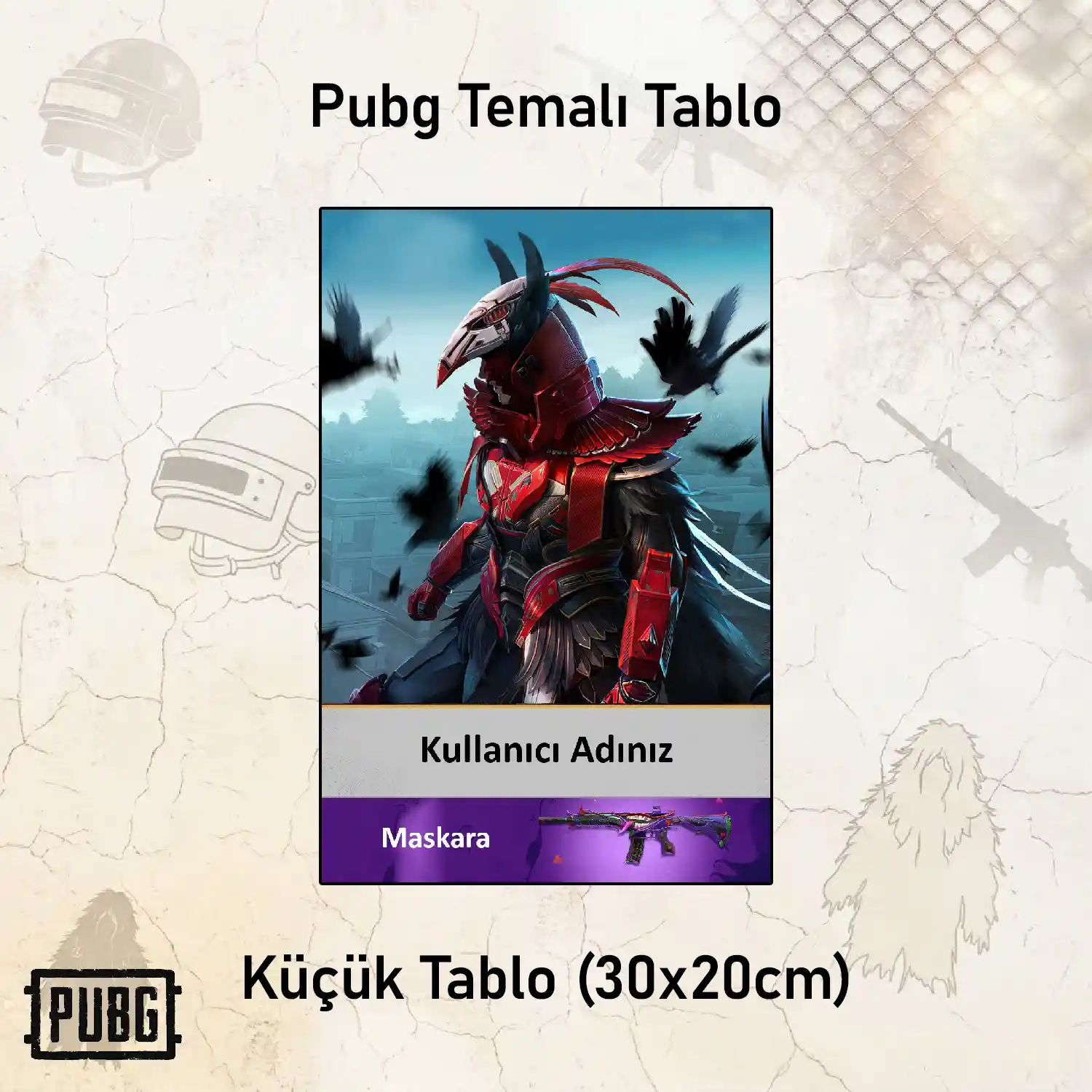 PUBG (kişiye özel) — Baskılı Küçük Tablo (30x20 cm)