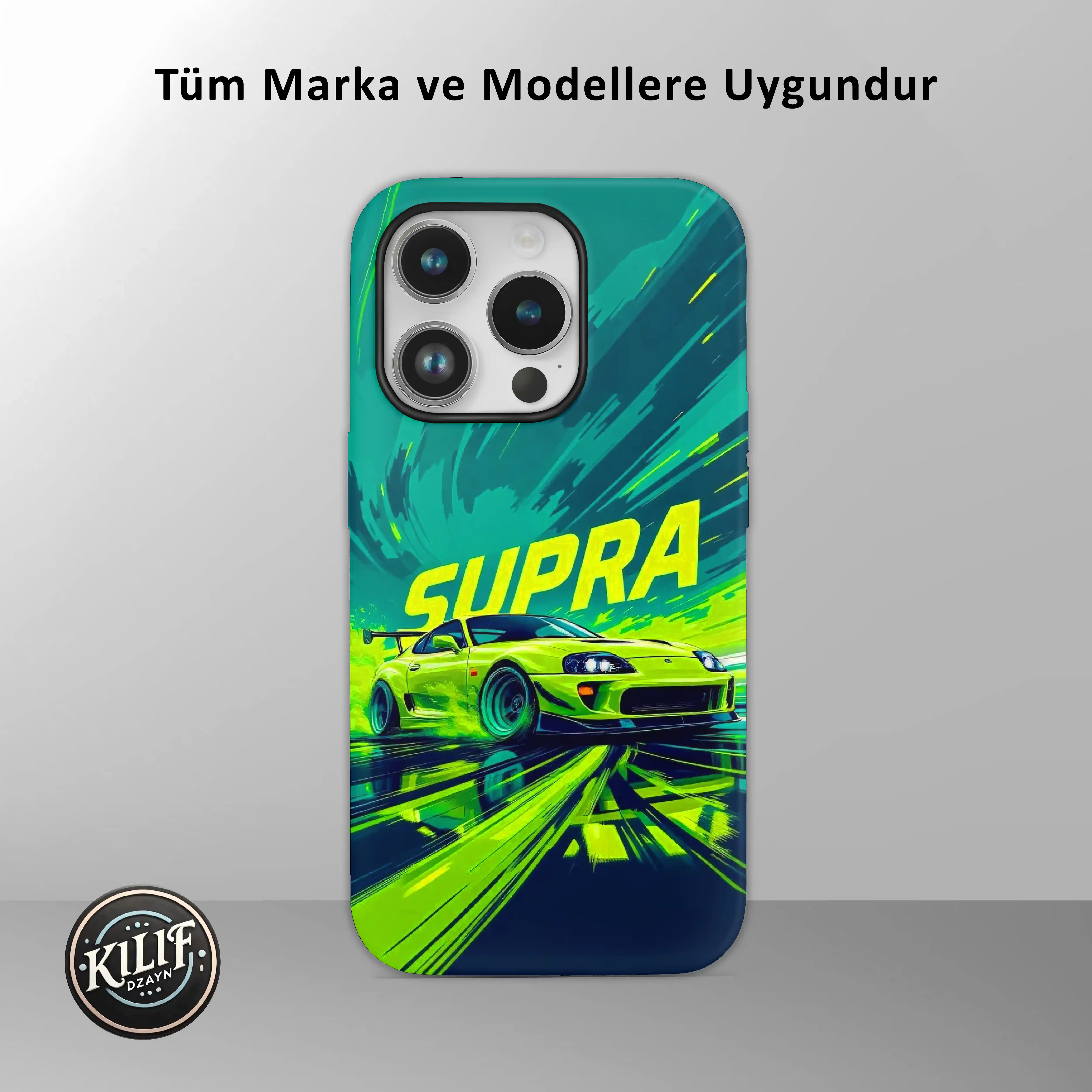 Toyota Supra Neon Yellow Abstract — Baskılı Telefon Kılıfı (Android / İOS uyumludur)