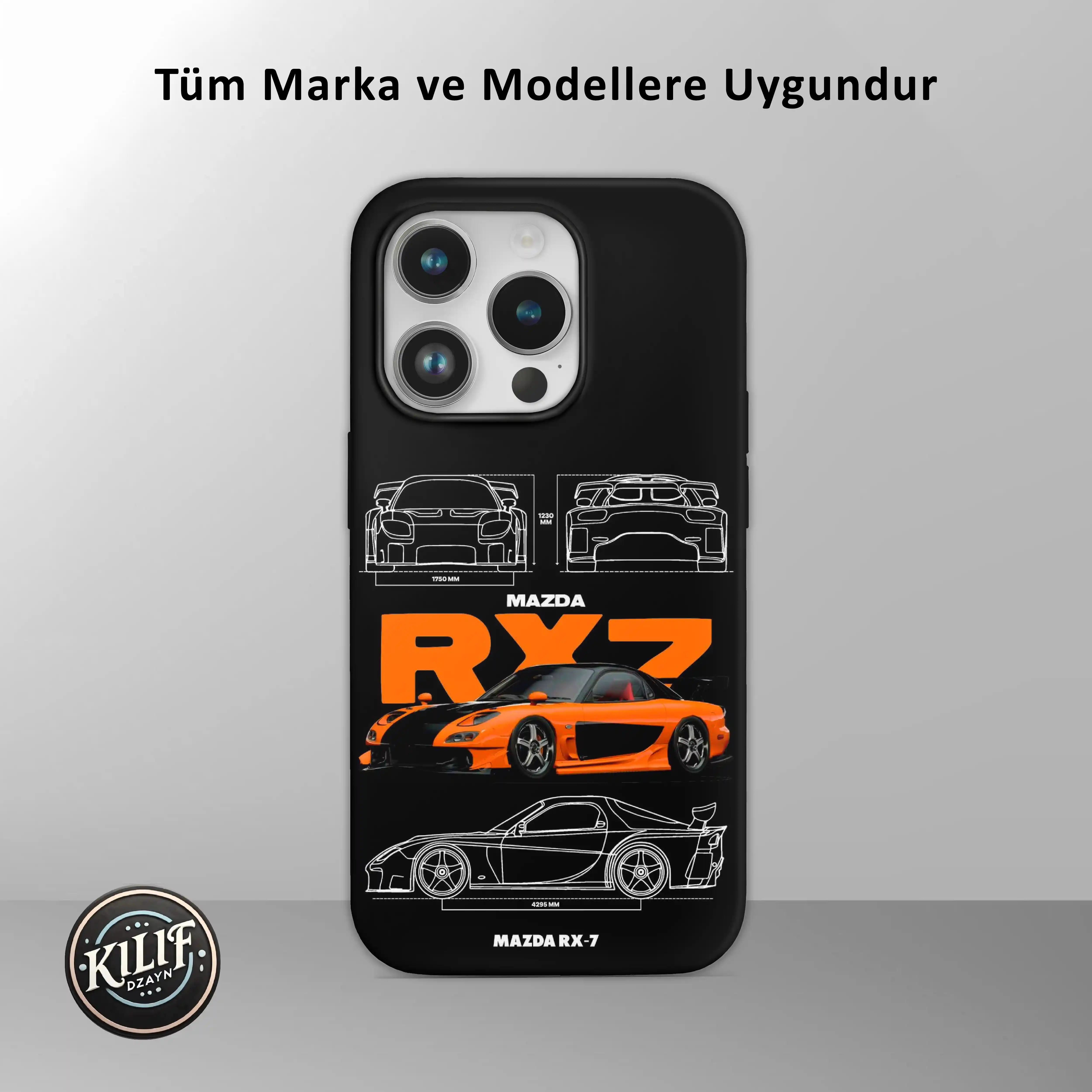 Mazda RX-7 VeilSide Teknik Çizim — Baskılı Telefon Kılıfı (Android / İOS uyumludur)