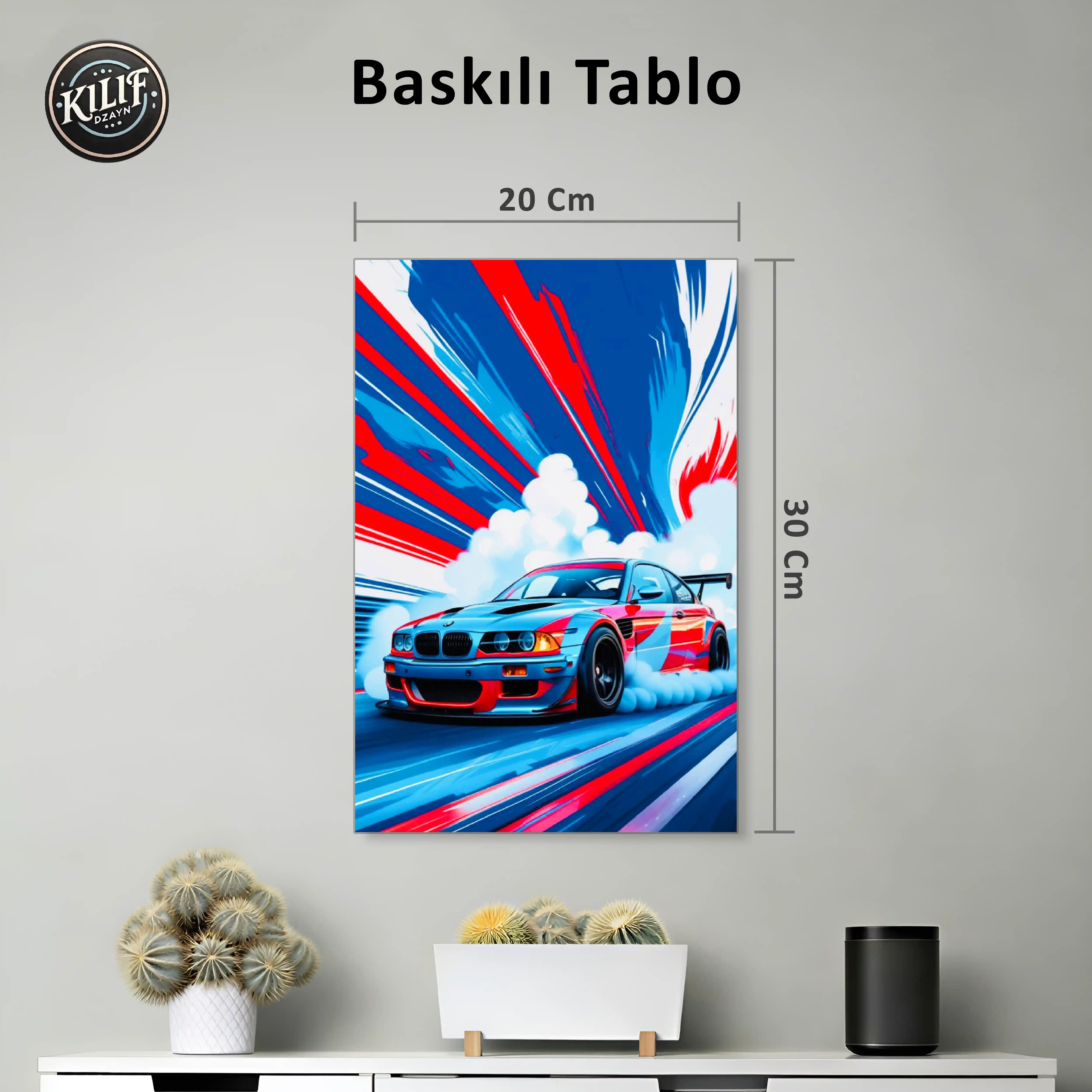 BMW M3 Drift Soyut Sanat — Baskılı Tablo (30x20 cm)