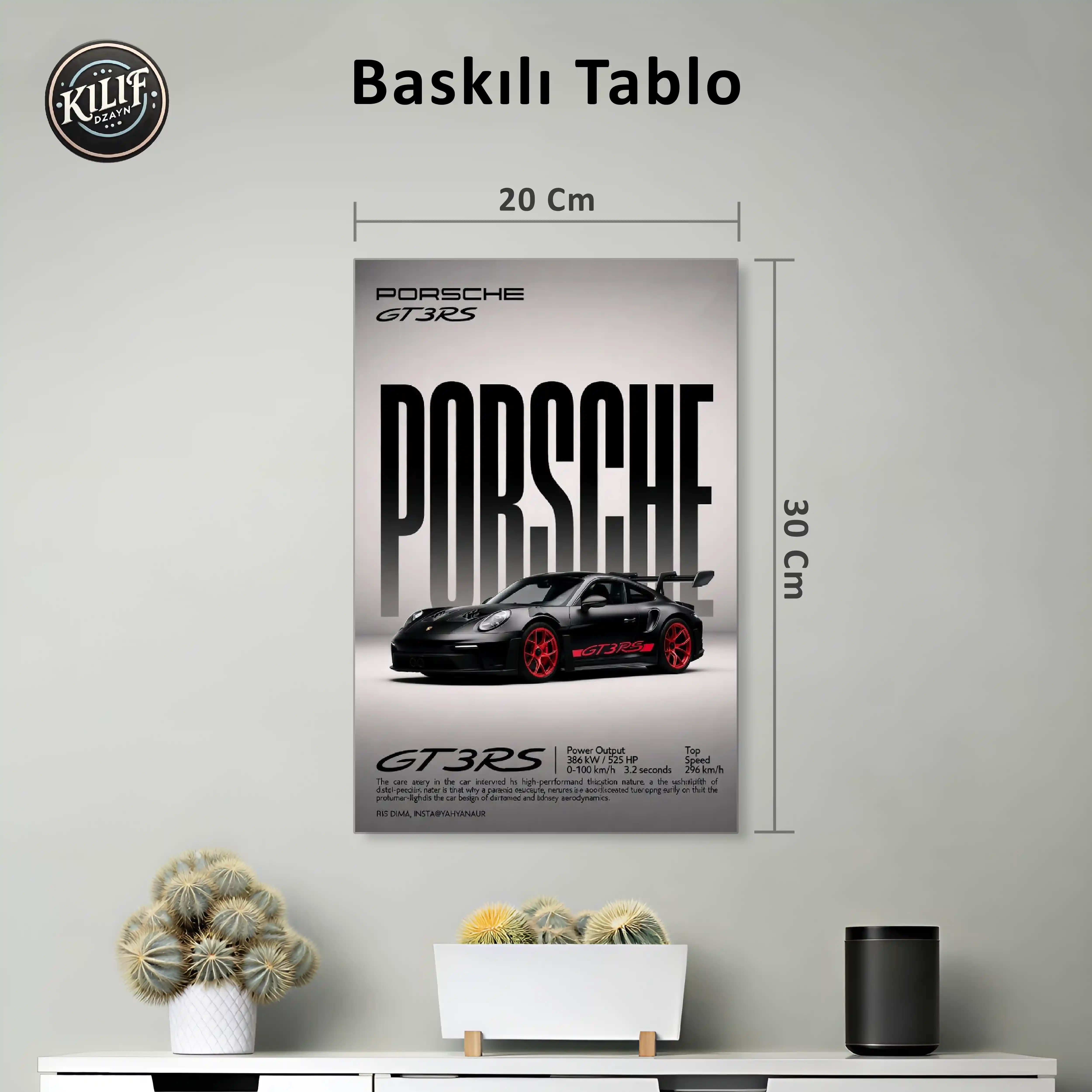 Porsche GT3 RS Dark Red Edition — Baskılı Tablo (30x20 cm)