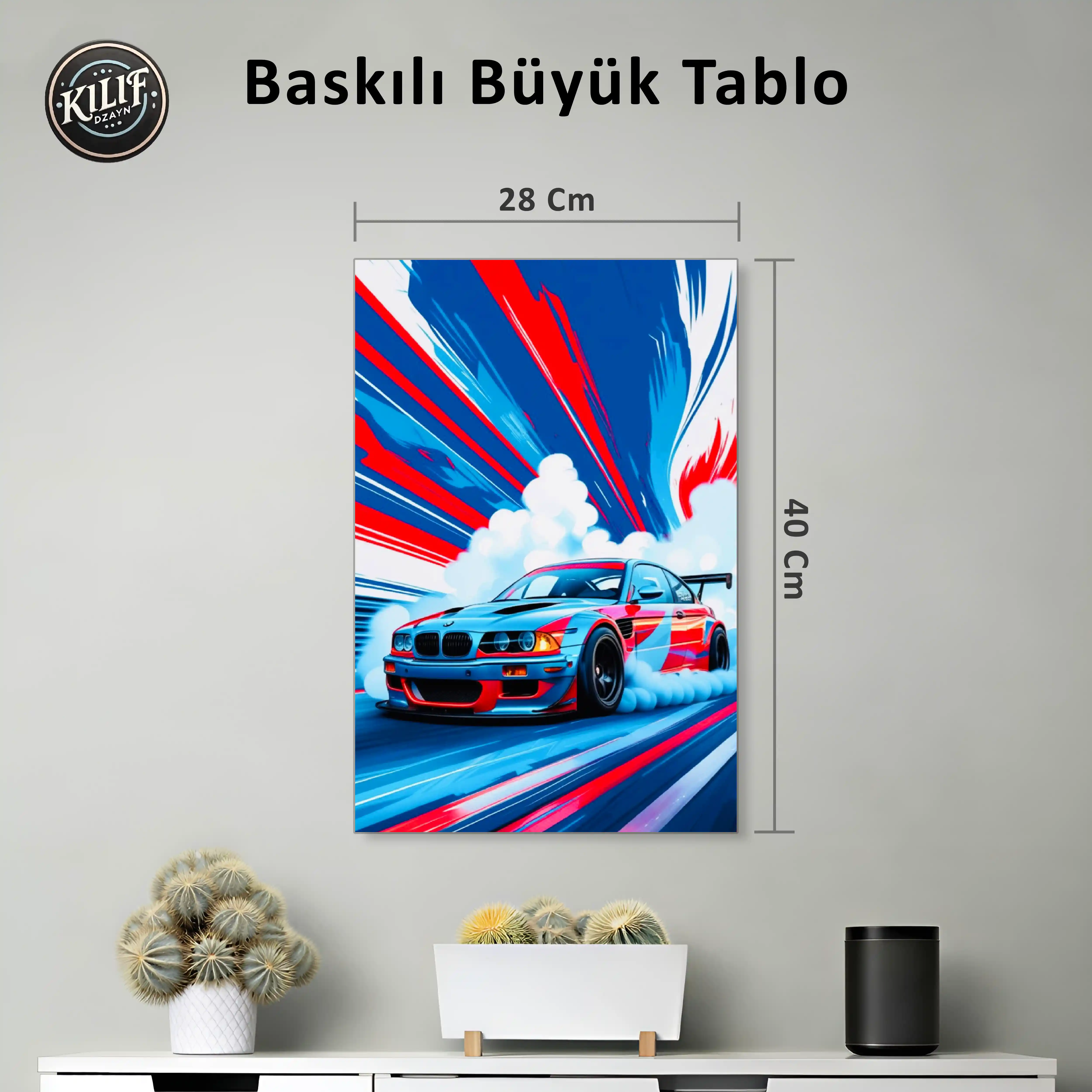 BMW M3 Drift Soyut Sanat — Baskılı Büyük Tablo (40x28 cm)