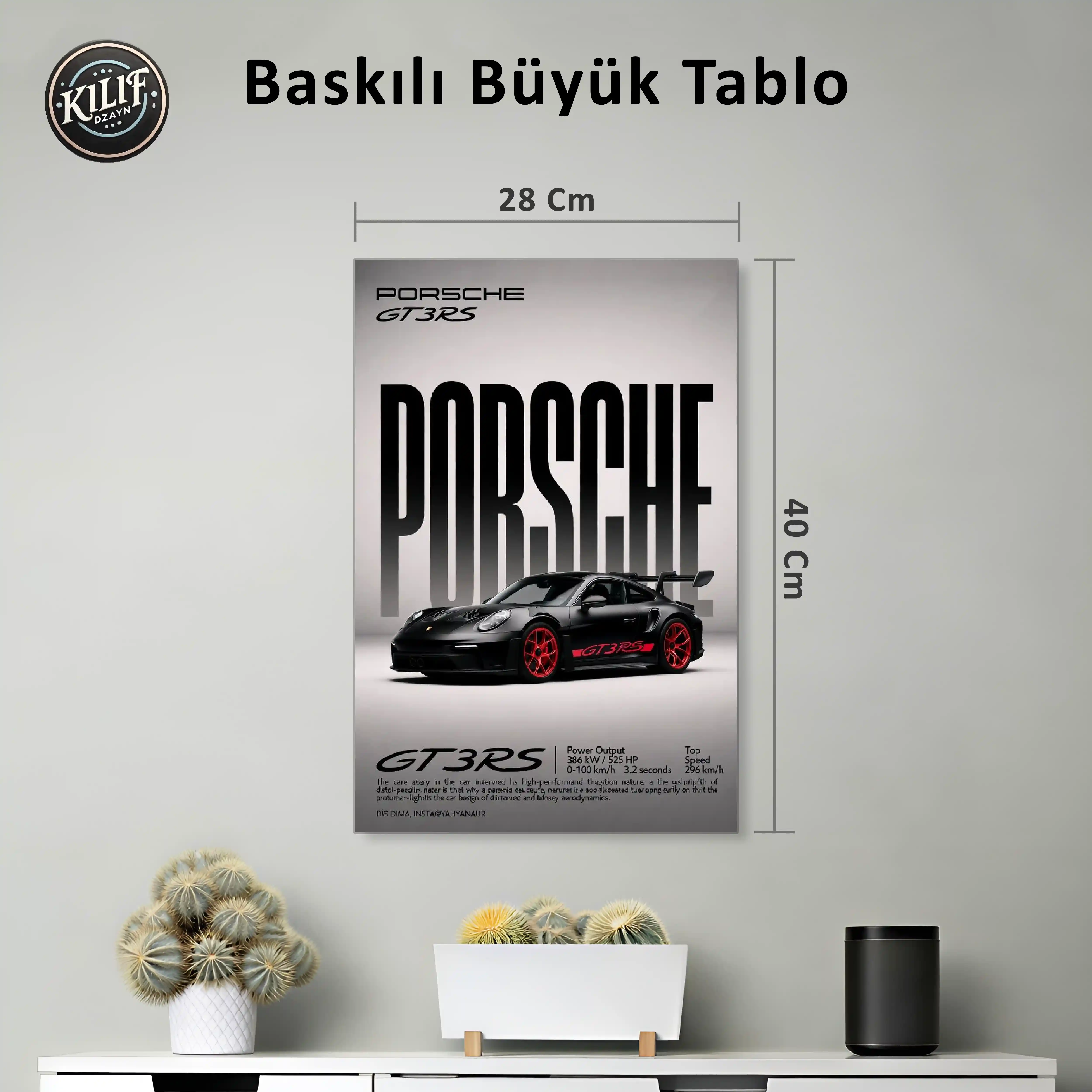 Porsche GT3 RS Dark Red Edition — Baskılı Büyük Tablo (40x28 cm)