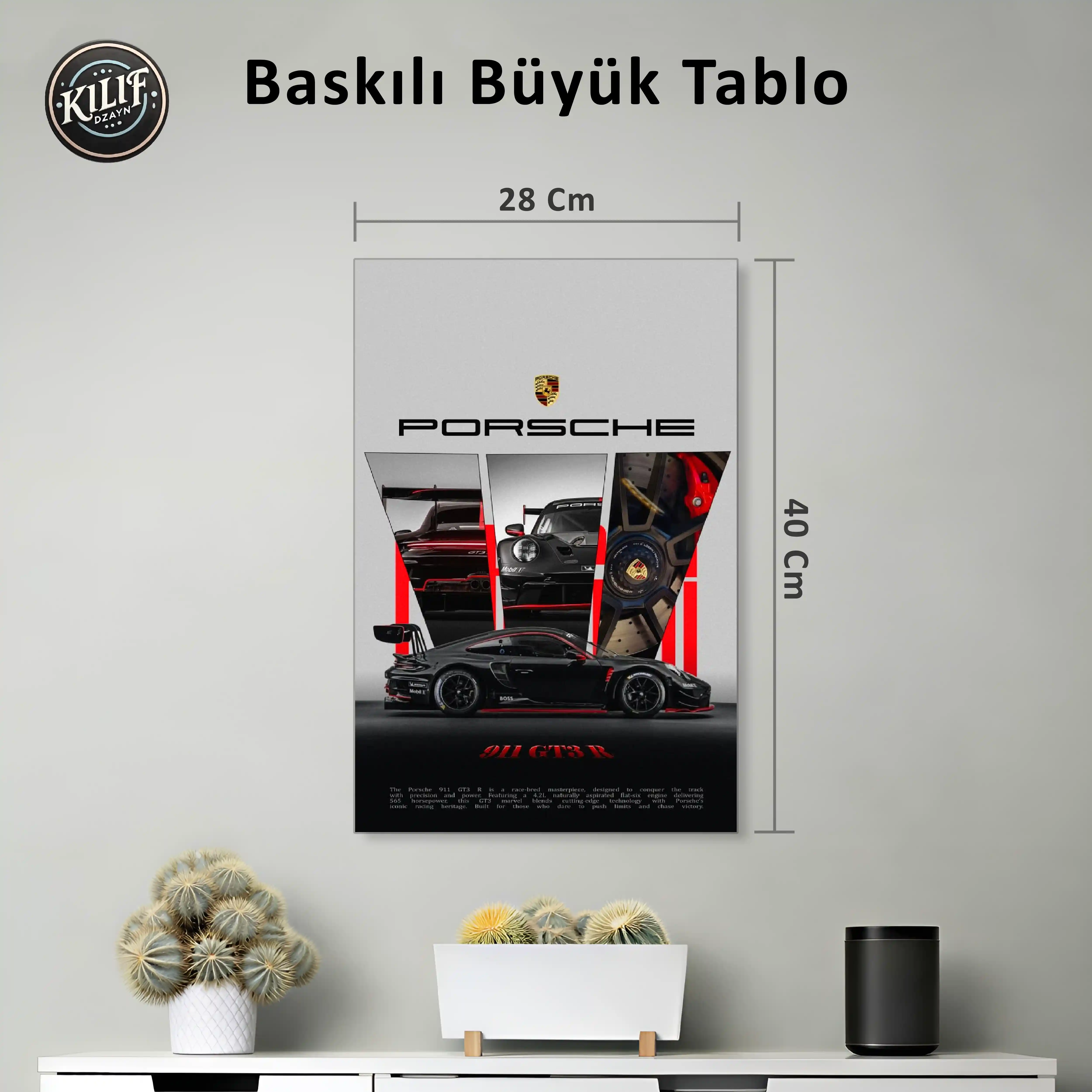Porsche 911 GT3 R Collage Tasarım — Baskılı Büyük Tablo (40x28 cm)