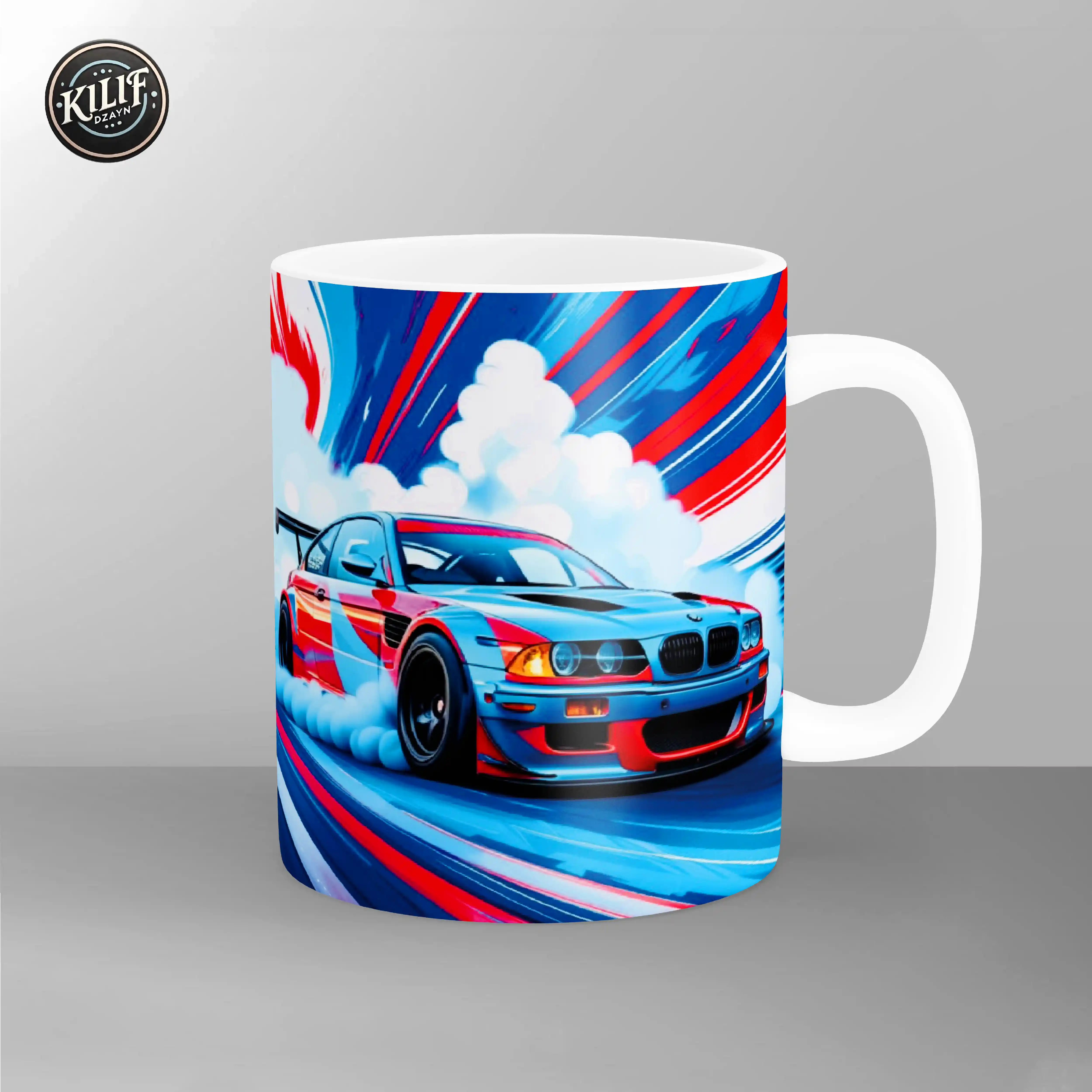 BMW M3 Drift Soyut Sanat — Baskılı Kupa Bardak